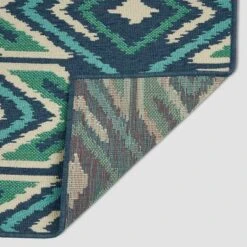 Myrtle Geometric Outdoor Rug Navy/Green - Christopher Knight Home -Christopher Knight Home GUEST fb516e15 7027 47d6 bc95 4285aea0fa26