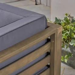 Malawi 10pc Acacia UShaped Sectional Sofa Set With Fire Pit Gray/Dark Gray - Christopher Knight Home -Christopher Knight Home GUEST fbc51e61 4af2 4925 800d 97515cb80622