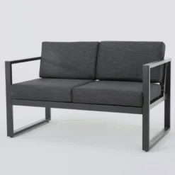 Navan 12pc Aluminum Sectional Sofa Seating Set Black/Dark Gray - Christopher Knight Home -Christopher Knight Home GUEST fbd48da7 2345 40e2 923b adf8894f59af