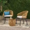 Arias 3pc Wicker Chat Set - Light Brown/Beige - Christopher Knight Home
