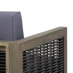 Linwood 2pk Outdoor Acacia Wood Club Chairs With Wicker Accents - Gray/Dark Gray - Christopher Knight Home -Christopher Knight Home GUEST fd3602a2 e411 49a4 83e7 67e52376a7eb