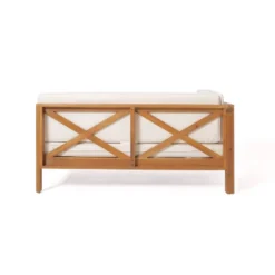 2pc Brava Outdoor Acacia Wood Left Arm Loveseat & Coffee Table With Cushion Teak/Beige - Christopher Knight Home -Christopher Knight Home GUEST fdebed3b 6254 46b5 93a8 85f5834b4bfd