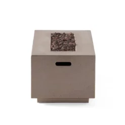 Aidan Outdoor 40000 BTU Light Weight Concrete Rectangular Fire Pit Light Gray - Christopher Knight Home -Christopher Knight Home GUEST fdf70ccd bf53 48cc 9e5a 1962b6283a14