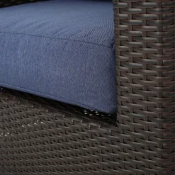 Darius 5pc Outdoor Set With 4 Wicker Swivel Chairs & Fire Pit Set - Brown/Navy/Hammered Bronze - Christopher Knight Home -Christopher Knight Home GUEST fe63134c 167f 4023 9e88 b6984e5be54a